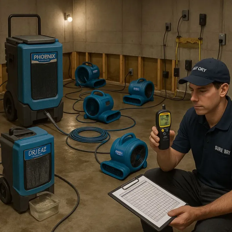 Structural Drying and Dehumidification process in Cedar Hill, TX